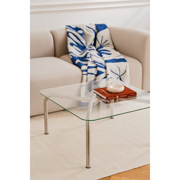 Măsuță de cafea argintie cu blat din sticlă 60x80 cm Uku – noo.ma-image-4