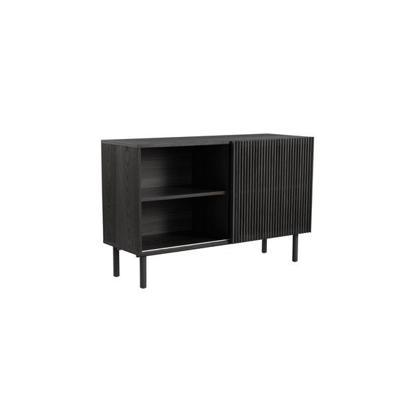 Dulap negru cu aspect de lemn de frasin cu ușă glisantă 124x80x45 cm Sion – Jotex-image-3
