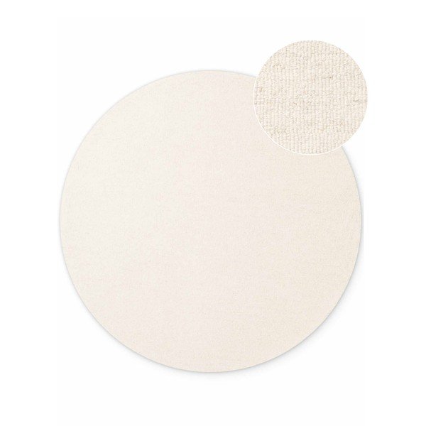 Covor crem țesut manual rotund din lână ø 160 cm Puristic Knots – Elle Decoration