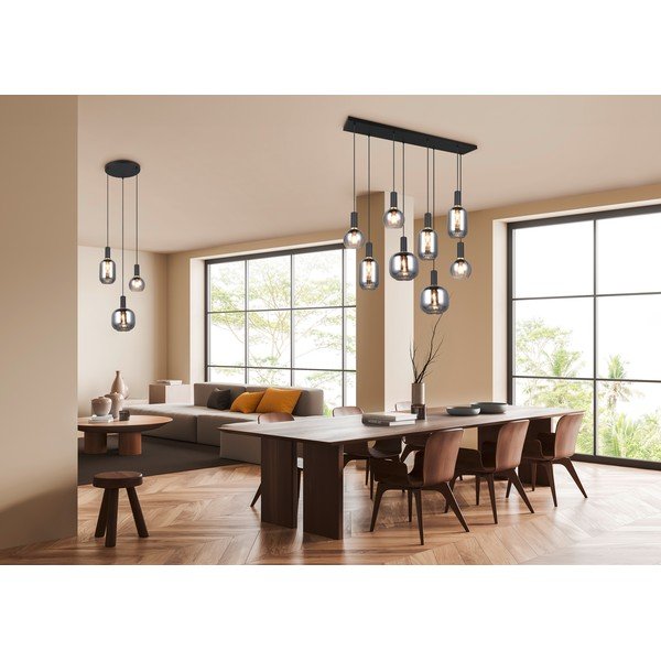 Lustră neagră cu abajur din sticlă Diva – Trio-image-3