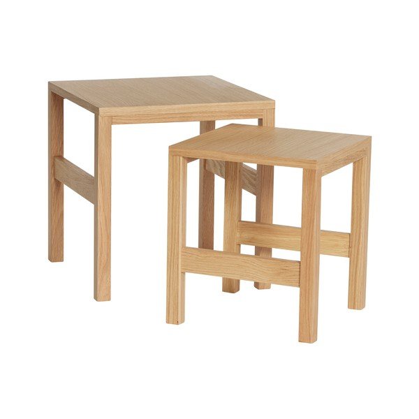 Măsuțe auxiliare 2 buc. cu aspect de lemn de stejar 40x40 cm Puzzle – Hübsch-image-2