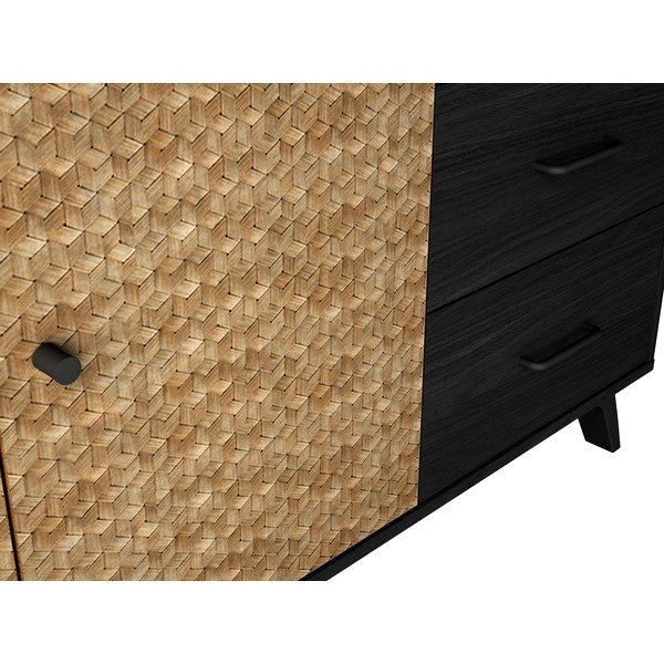 Comodă negru/natural  joasă 136x81 cm Hanoi – Marckeric-image-1