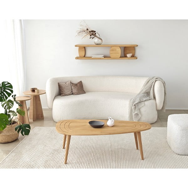 Raft în culoare naturală etajat din lemn de stejar 120 cm Modena – Kalune Design-image-4