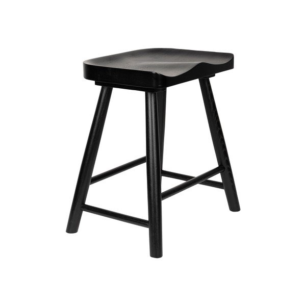 Scaun tip taburet negru din lemn de stejar Vander – White Label-image-2