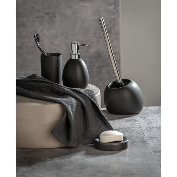 Perie de toaletă cu suport din ceramică Wenko Polaris, negru-image-1
