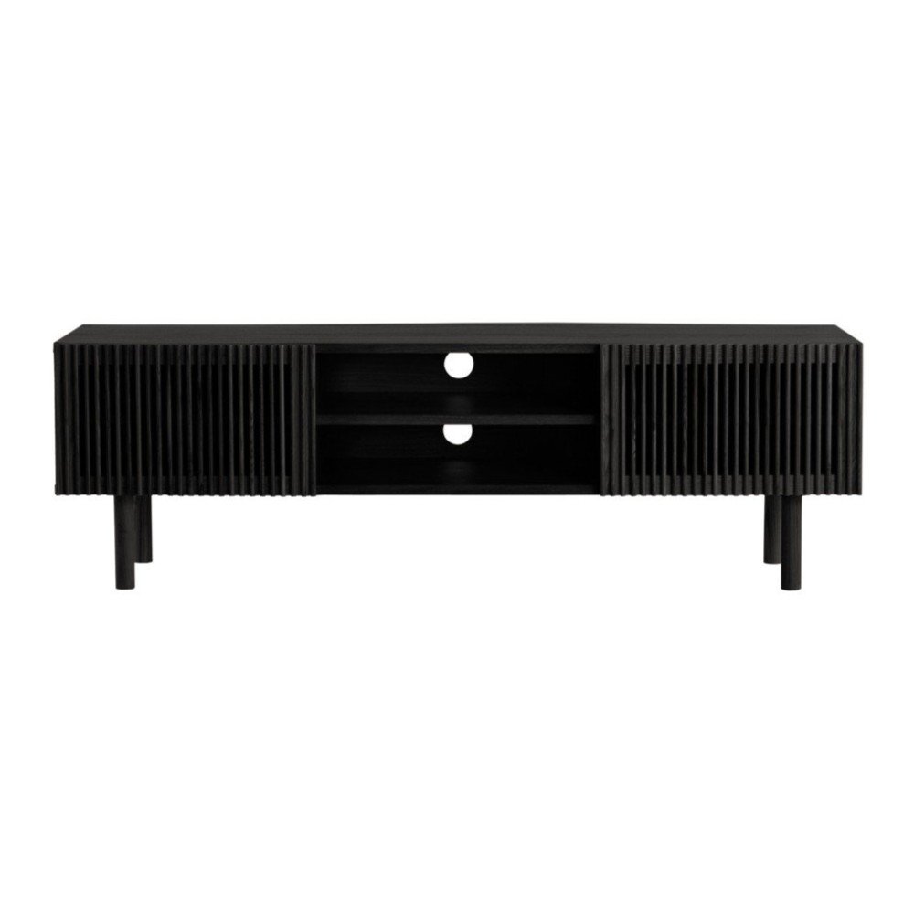 Comodă TV neagră cu aspect de lemn de frasin 160x50x43 cm Sion – Jotex