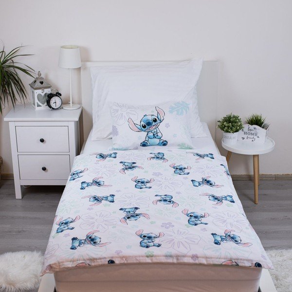 Lenjerie de pat pentru copii albă din bumbac pentru pătuț 100x135 cm Lilo and Stitch "Ohana White" – Jerry Fabrics-image-2