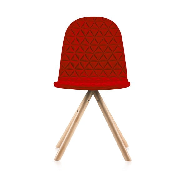 Scaun cu picioare în nuanță naturală Iker Mannequin Triangle, roșu