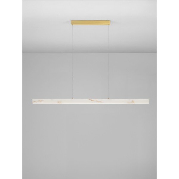 Lustră albă/alămie LED cu intensitate reglabilă cu aspect de piatră Vaster – Nova Luce-image-3