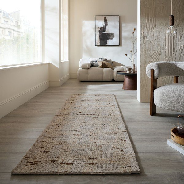 Covor tip traversă în culoare naturală țesut manual din amestesc de lână 80x230 cm Rova Blend – Flair Rugs-image-1