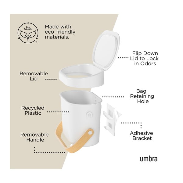 Recipient pentru deșeuri compostabile alb 4 l Bellwood – Umbra-image-3