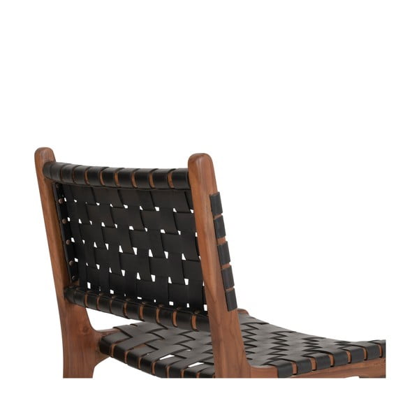 Scaune de dining negre/maro 2 buc. lemn masiv de tec Perugia – House Nordic-image-4