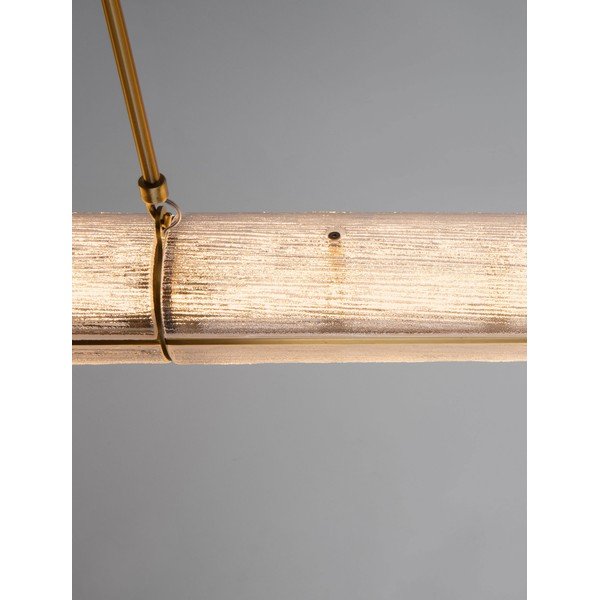 Lustră alămie LED cu intensitate reglabilă din metal cu abajur din sticlă Gloree – Nova Luce-image-4