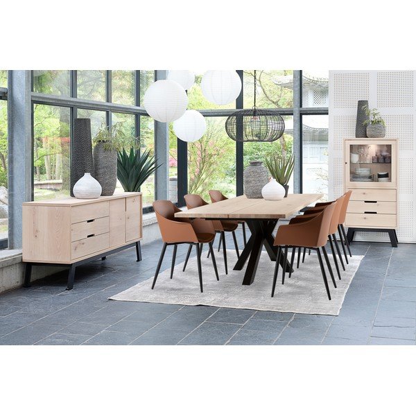 Vitrină în decor de lemn de stejar Canett Vito, înălțime 145 cm-image-3