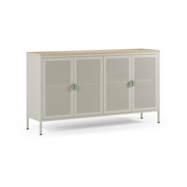 Dulap crem/în culoare naturală din metal 160x90x40 cm Sayla – Marckeric-image-4