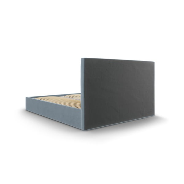 Pat matrimonial 180x200 cm albastru deschis tapițat cu spațiu de depozitare cu somieră Juniper – Mazzini Beds-image-4