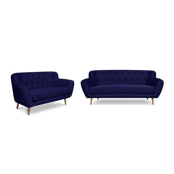 Set 2 canapele cu 2 și 3 locuri Cosmopolitan design London, albastru închis