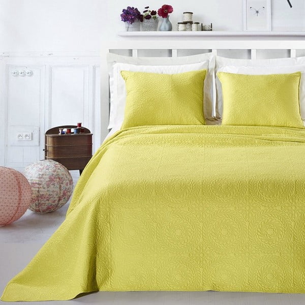 Set pentru dormitor din microfibră DecoKing Elodie, 220 x 240 cm, galben - verde