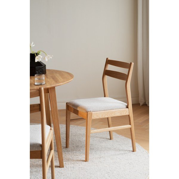 Scaun de dining crem/în culoare naturală din lemn de stejar Kerwin – Rowico-image-4