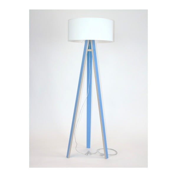 Lampadar cu abajur alb și cablu transparent Ragaba Wanda, albastru