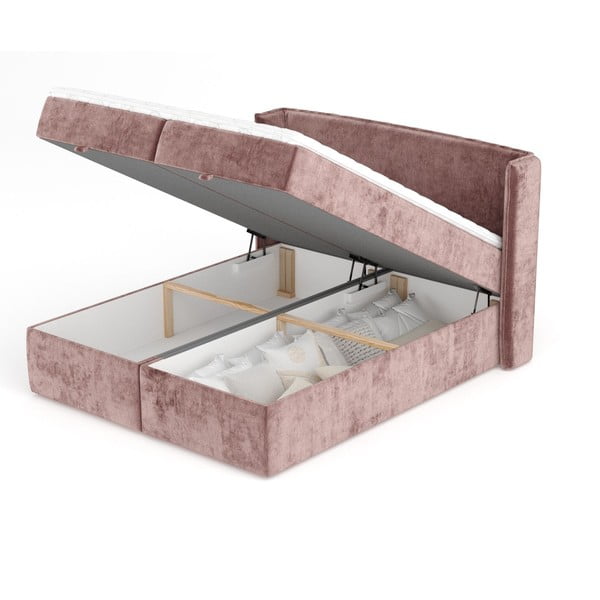 Pat boxspring roz cu spațiu de depozitare 180x200 cm Passion – Maison de Rêve-image-3