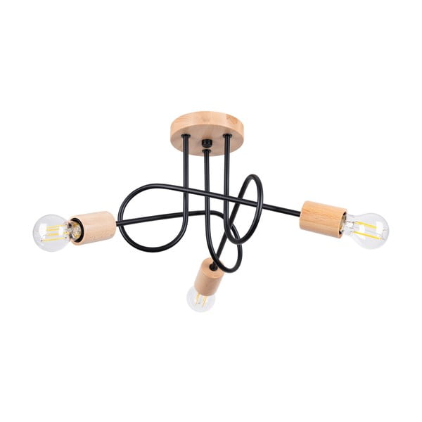 Plafonieră neagră/în culoare naturală 14x56 cm Tumber – Sollux