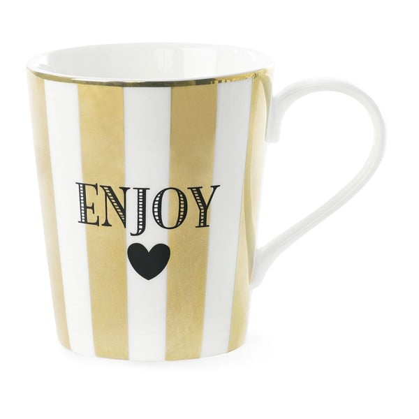 Cană din ceramică Miss Étoile Coffee Enojy Stripe Gold, Ø 8 cm