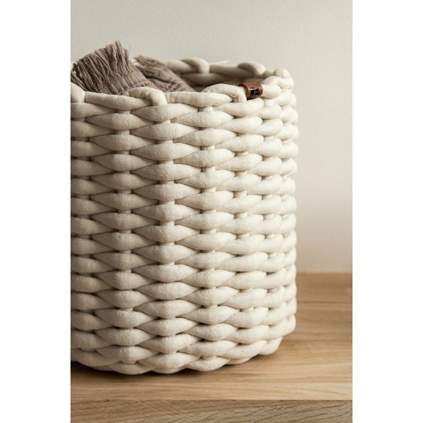 Coș de depozitare din material textil ø 25x25 cm Peach Skin Round M – Bigso-image-3