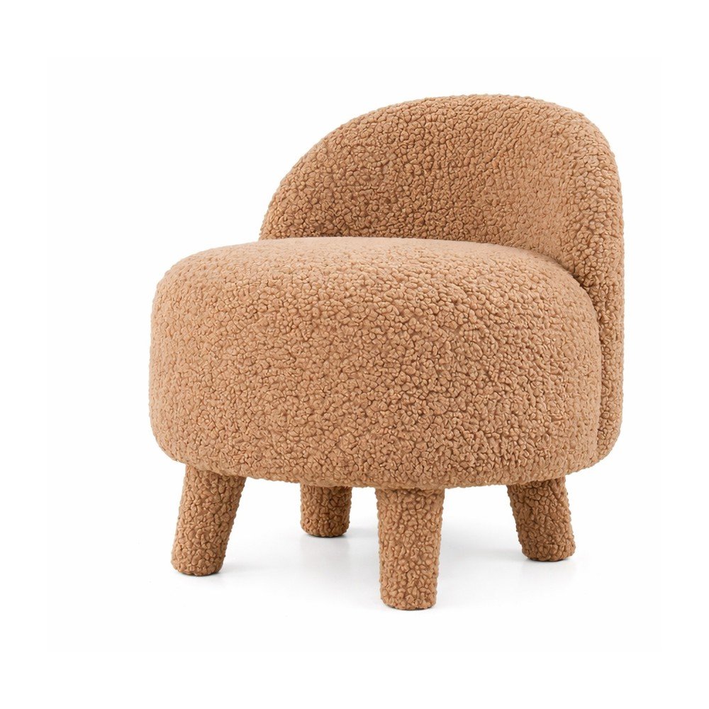Fotoliu pentru copii maro cu tapițerie din stofă bouclé Moouv – Artie