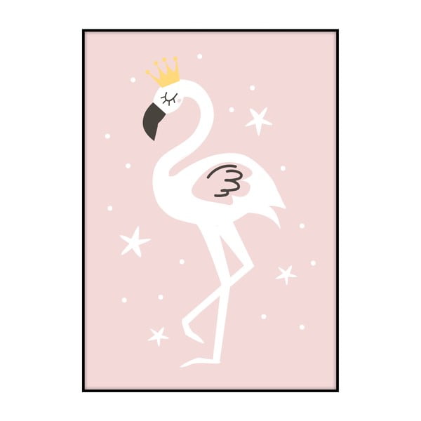 Poster Imagioo Flamingo With Crown, 40 x 30 cm