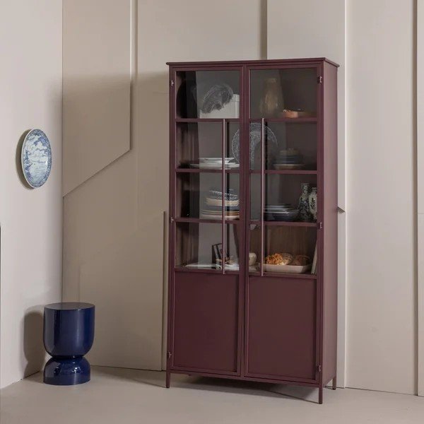 Vitrină burgundy din metal 99x203x45 cm Exhibit – WOOOD-image-1