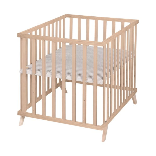 Țarc pentru copii în culoare naturală din lemn de fag cu înălțime reglabilă 75x100 cm Lil Planet – Roba-image-3