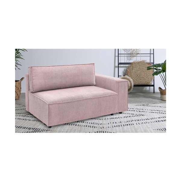 Modul pentru canapea roz deschis cu tapițerie din catifea reiată  (cu colț pe partea dreaptă) Nihad modular – Bobochic Paris-image-1