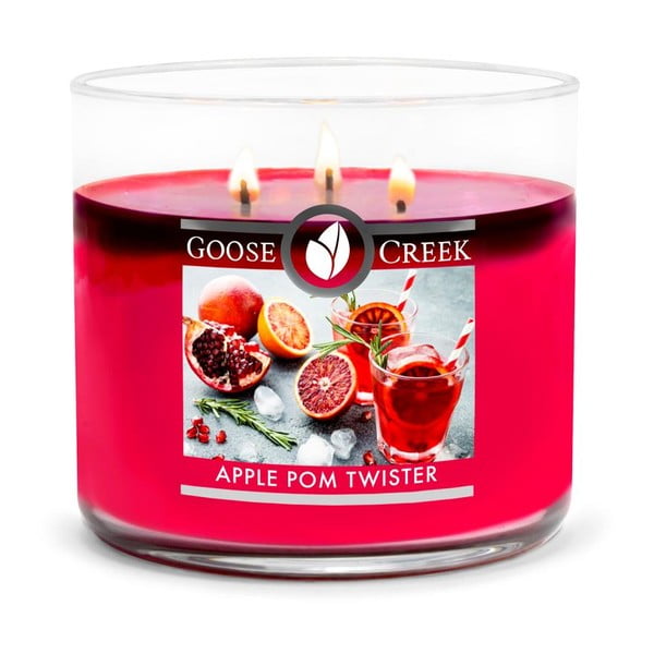 Lumânare parfumată în recipient de sticlă Goose Creek Apple Pom Twister, 35 ore de ardere