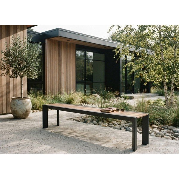 Bancă de grădină gri închis/maro din metal Silea – Garden Pleasure-image-1