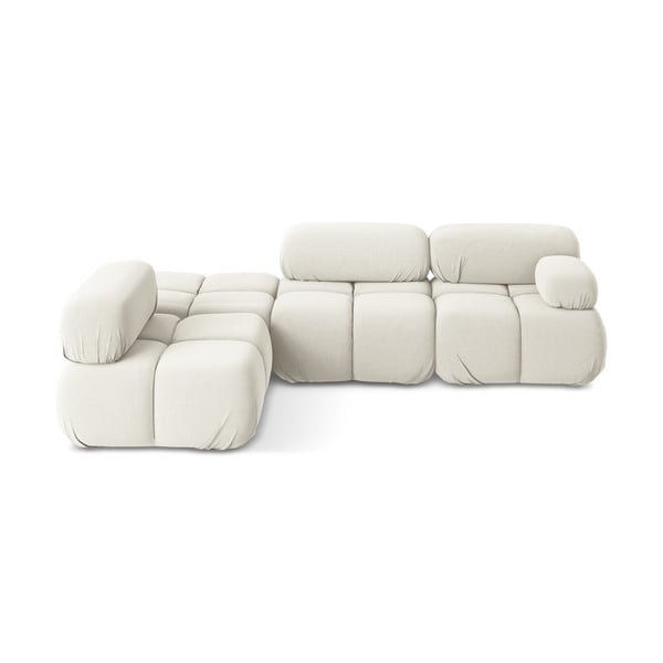 Colțar modular alb cu tapițerie din catifea (cu colț pe partea stângă) Lokua – Makamii