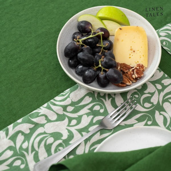 Napron de masă din in 40x150 cm True Green – Linen Tales-image-1