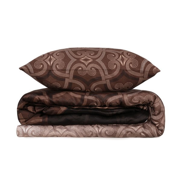 Lenjerie de pat maro din bumbac satinat pentru pat dublu 200x200 cm Pandora – Mijolnir