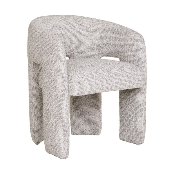 Scaun de sufragerie gri deschis cu cotiere tapițat Monroe – House Nordic