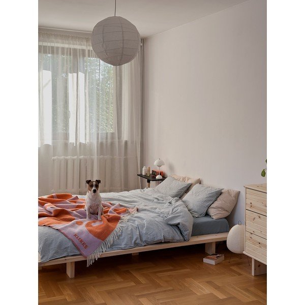 Pat matrimonial în culoare naturală din lemn de pin cu somieră 180x200 cm Japan – Karup Design-image-1