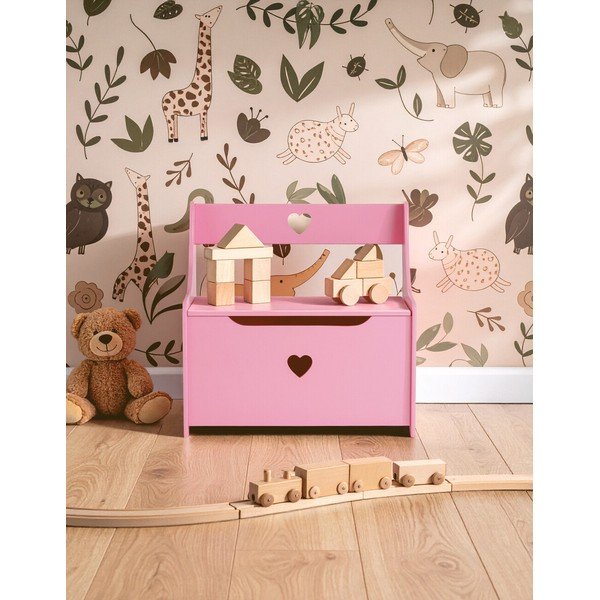 Dulap pentru copii roz cu bancă 60x62x34 cm Pink Heart – Premier Housewares-image-1