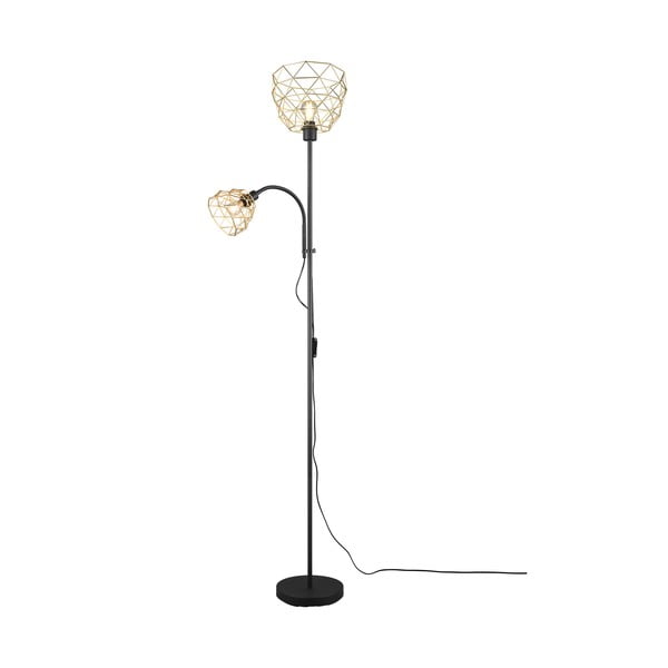Lampadar negru/auriu cu abajur din metal (înălțime 180 cm) Haval – Trio