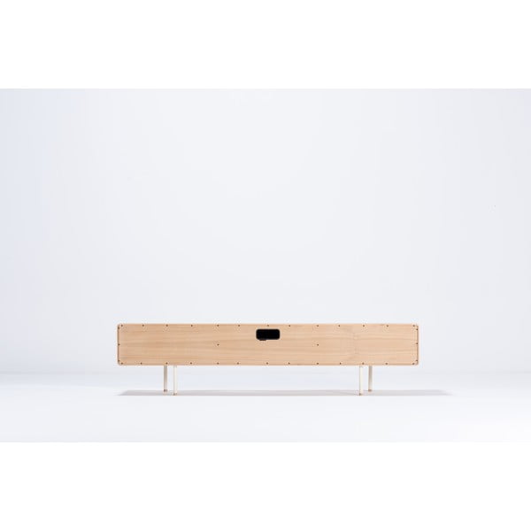 Comodă TV albă/în culoare naturală din lemn de stejar 200x48 cm Fina – Gazzda-image-3