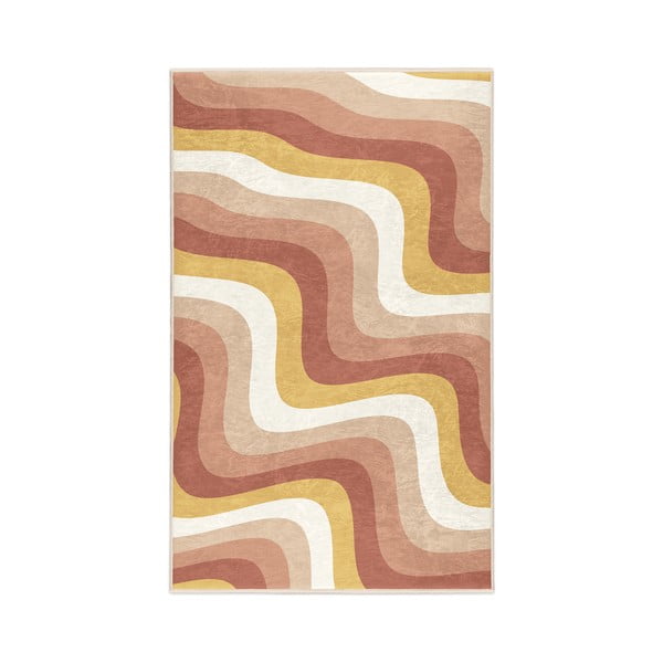 Covor galben ocru-roz prăfuit lavabil 160x230 cm Creamy Strawberry Swirl – Mila Home