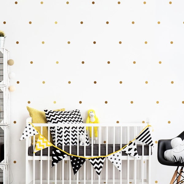 Autocolante pentru copii pentru perete 100 buc. 2x2 cm Golden Points – Ambiance-image-1