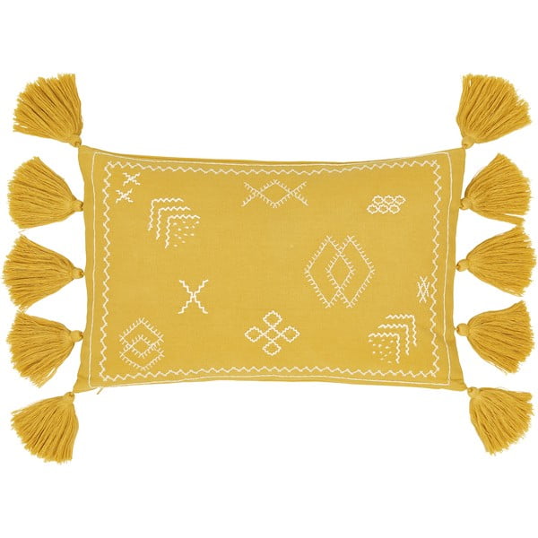 Față de pernă decorativă din bumbac Westwing Collection Huata, 30 x 50 cm, galben