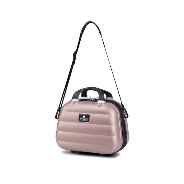 Set valiză cu roți, port USB și geantă cosmetică/voiaj My Valice RESSNO MIU & M, roz-image-4