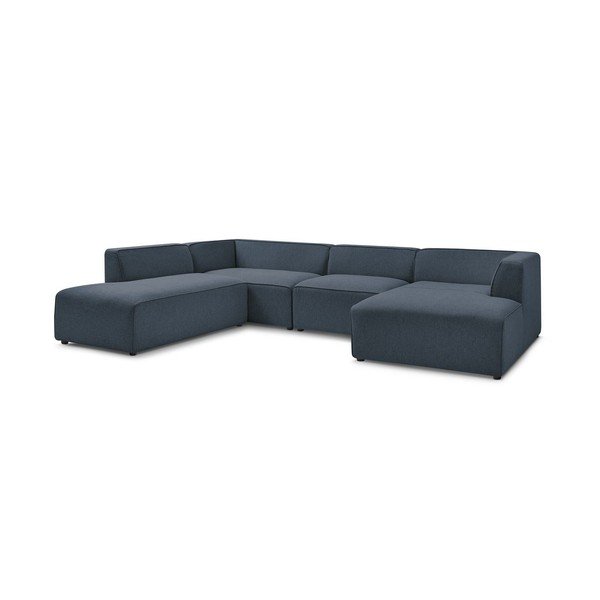 Colțar modular albastru închis (cu colț pe partea stângă/în formă de "U") Megeve – Bobochic Paris