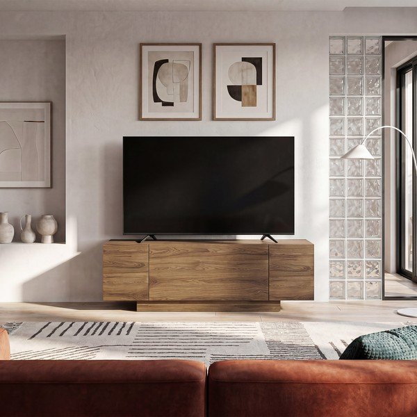 Comodă TV în culoare naturală cu aspect de lemn de stejar 140x45x40 cm Victor – Marckeric-image-1