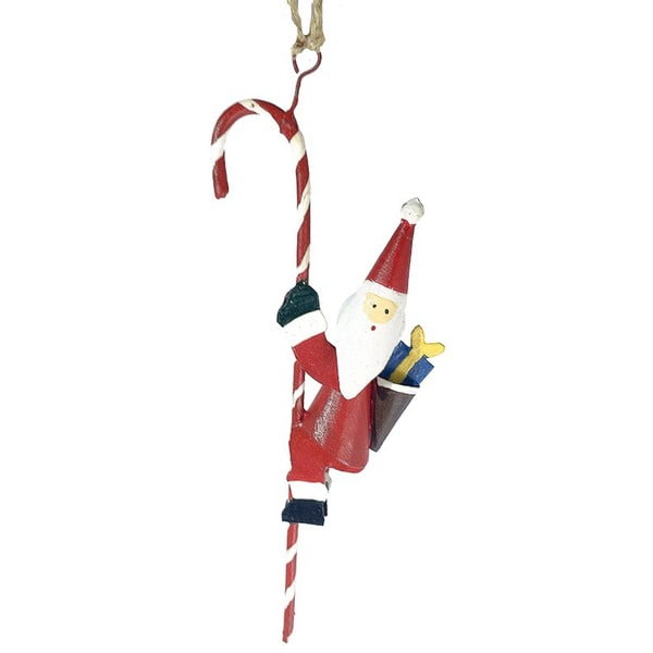 Decorațiune de agățat de Crăciun Santa Hanging on Candycane - G-Bork